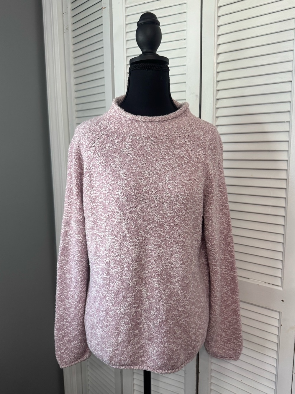 Alfred Dunner Cozy Grandmacore Bouclé Mock Neck Sweater - Light Mauve XL